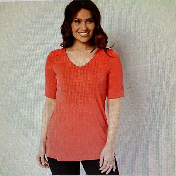 Susan Graver Modern Essential Regular Liquid Knit Tunic - Coral Pop NIB Size 4X - Picture 2 of 9